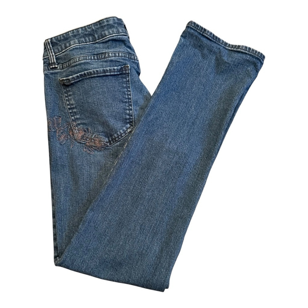 Women's Lucky Brand Sweet Straight Jeans Size 6/28 Blue Denim Floral Embroidery - Picture 9 of 13